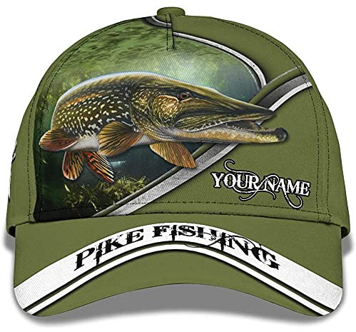 501 Baseballkappe Hecht-Fischen-Tier-Fisch-Fischen-Jagd-Hintergrund Für Capatmungsaktive Mütze Unisex Baseball Cap Outdoor Sommer Kappe Für Damen, Golf, Herren