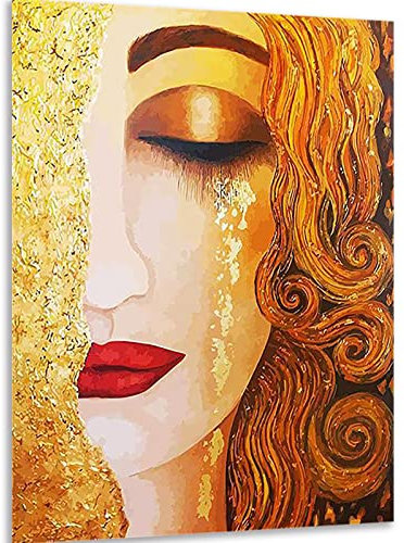 Instarry DIY 5D Diamond Painting Set Groß Klimt Goldtränenmädchen Indie Room Decor 75x50 cm