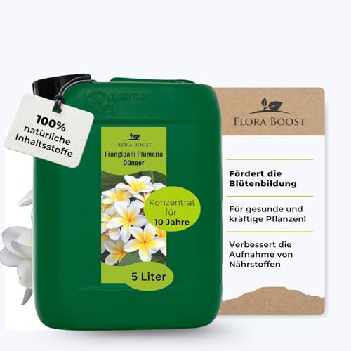 Flora Boost Frangipani Plumeria Dünger 5L, 100% natürlicher Flüssigdünger | Flüssiger Blatt- & Wurzeldünger für bis zu 1000L Gießwasser, Pflanzendünger für Frangipani Tempelbaum