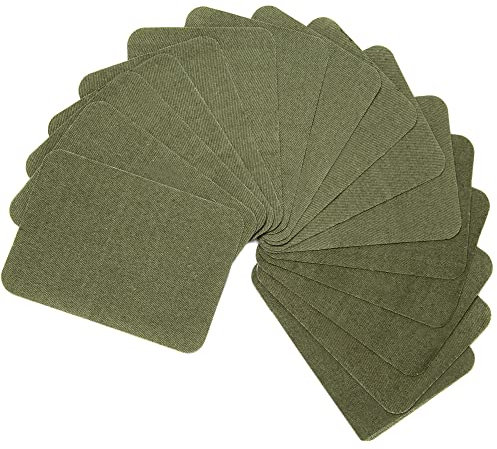 AXEN 12PCS Iron on Repair Patches, 100% Cotton Fabirc Mending Patches for Clothing, Pants, Dress, Shirts, Coats, Jeans and More, Amry Green