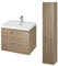 BAD LAND Badmöbel Komplett-Set Lara City 60 Nussbaum Waschbecken-Unterschrank 60cm mit Hochschrank 150cm, Keramikwaschbecken, Badezimmermöbel 2-Schubladen, Hochhängeschrank mit 2-Türen