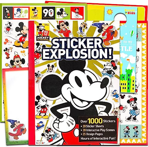 Micky Maus Sticker Aktivitätenbuch Set – Bundle mit über 1000 Disney Aufklebern mit Mickey, Minnie und mehr plus Spielszenen | Mickey Disney Party Supplies