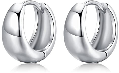 Chunky Creolen Ohrringe für Damen, Klein Hypoallergene Ohrringe Creolen Silber 925 Schmuck für Frauen Mädchen Männer 12mm