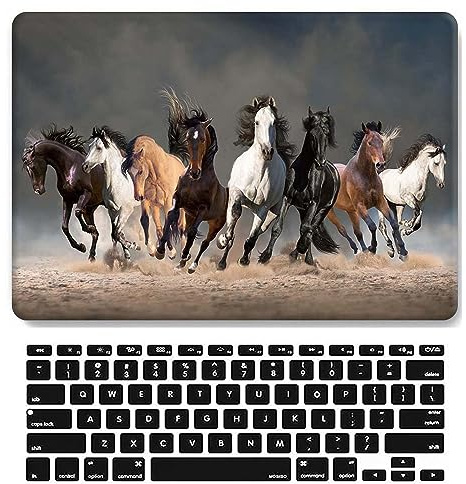 Laptop Hülle für Neues MacBook Air 13 Zoll Modell A1932 A2179 A2337 M1 mit Retina Display and Touch ID 2020 2019 2018 Freisetzung, Plastik Hartschale Case Cover & Tastaturschutz, Pferd