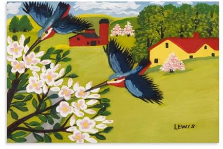 NgAnoh Kolibri von Maud Lewis Leinwanddruck, Poster, Wandkunst, Geschenke, Foto, Gemälde, Raumdekoration, Heimdekoration, 40 x 60 cm