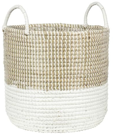 Scheurich Jonc de mer 39 - Panier à plantes avec poignées en jonc de mer - Couleur : blanc naturel - Diamètre : 39 cm - Hauteur : 34 cm - Volume : 38,6 l
