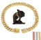 Gold Chain Collar For Dogs, Glitter Rhinestone Bling Sparkly Diamond Metal Cuban Link Dog Necklace For Small Medium Large Pet Dogs, 14 inch