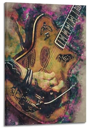 Johnny Depp Poster mit Gitarre, dekoratives Gemälde, Leinwand, Wandposter und Kunstdruck, moderne Familienschlafzimmer-Dekoration, Poster, 20 x 30 cm