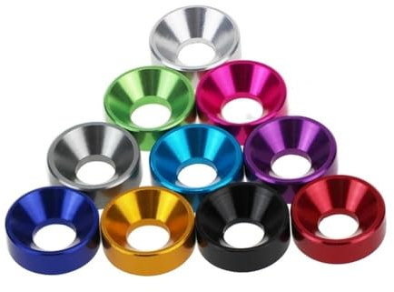 10 Stück Aluminium-Unterlegscheiben, M2, M2,5, M3, M4, M5, M6, bunt, eloxiertes Aluminium, Senkkopf-Unterlegscheibe, Dichtung für Schrauben (Color : Gold, Size : M6)