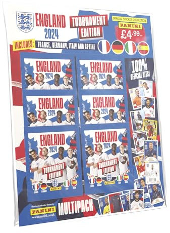 England 2024 Tournament Edition Offizielle Aufkleberkollektion – Multipack gemischt