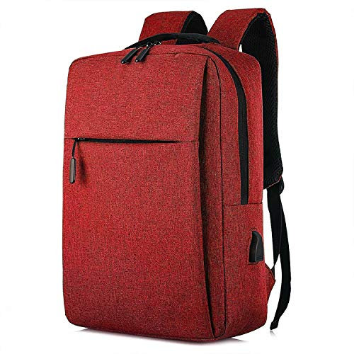 unycos - Mochila 15L para Portátiles y Netbooks de hasta 15,6 Pulgadas, Impermeable, Puerto de Carga USB, Mochila de Hombre y Mujer Ergonómica para Trabajo, Viajes, Colegio y Uso Diario (Rojo)