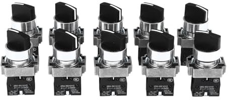 BORDSTRACT Interruptor De Botón Momentáneo Inicio/Parada, 10 Piezas Interruptor De Perilla Autobloqueo Interruptor Selector Giratorio De 2 Posiciones Para Control De Máquina
