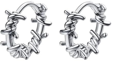 Sterling Silver Barbed Wire Hoop Earrings