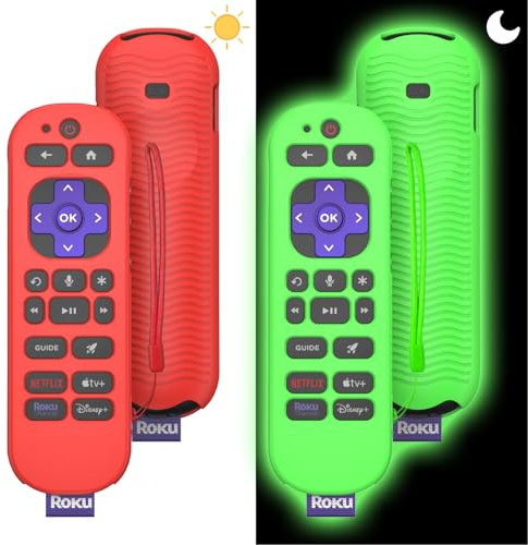 Roku Voice Remote Pro Hülle, 2er-Pack – rutschfest, stoßfest, leuchtet im Dunkeln