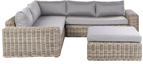 Beliani Garten Lounge Set gebürstetes Polyrattan braun mit Auflagen grau modular Palermo