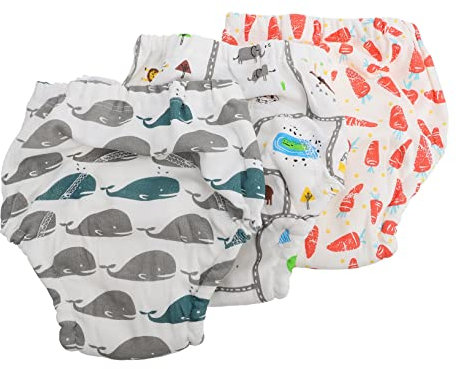 MERRYHAPY Babywindeln Trainingshosen Für Babys 3 Stück 4-lagig Waschbar Mullwindeln Mit Innenschicht Größe l Für Neugeborene Und Säuglinge