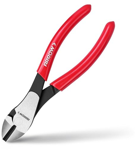ARROW 7 High Leverage Diagonal Cutting Pliers, Heavy Duty Wire Cutters with Comfortable Grip, Side Cutters for Cutting Wires