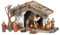Bonetti Weihnachtskrippe aus Holz mit Krippenfiguren | 12-teilig | mit Moos, Steinen und Stroh geschmückt | sehr detailreiche Krippe