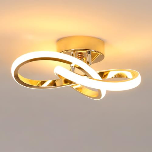 DELIPOP LED Deckenleuchte, 22W 2500LM Deckenlampe Schlafzimmer Modern Warmweiß 3000K, Deckenleuchte Gold für Wohnzimmer Schlafzimmer Flur Küche Balkon