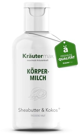 Kräutermax Körpermilch Sheabutter & Kokos mit Kokosöl, Kakaobutter, Urea, Lecithin und Vitamin E für Trockene Haut 250 ml
