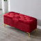 Samt gepolsterte Sitzbank für Wohnzimmer, roter Samt-Ottomane mit Staufach, 78,7 x 38,1 x 45,7 cm