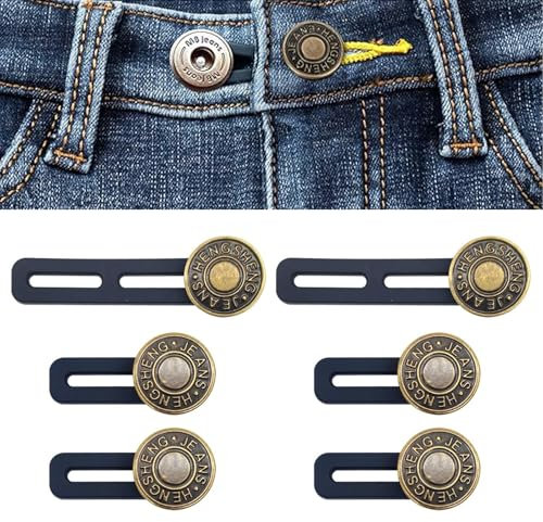 SUHAI 6 Pcs Button Extender for Trousers,Adjustable Button Waist Extender,Waist Extender for Trousers Pants Waist Extender Trouser Waist Extender Elastic Collar Extenders for Jeans Skirts Trousers