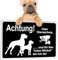 Cuidado con el Perro Cartel Alarma, Cartel Perro Peligroso Metálica Negra de Aluminio con Señales de Vigilancia, para su Montaje en Paredes, Puertas y Vallas (30 × 20 cm) (Negro)