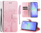 Oududianzi - Coque pour Samsung Galaxy A36 5G [1X Verre Trempé] Étuis Rabat Folio Protection Housse Cuir PU Portefeuille Silicone [Fermeture Magnétique][Emplacements Cartes][Stand Feature]-Rose