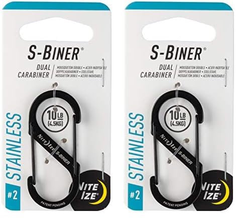 Nite Ize Karabiner S-Biner-Stahl GR 2 Doppelhaken, schwarz (Packung mit 2)