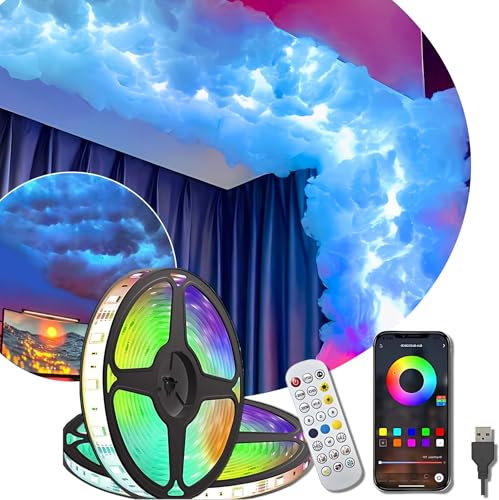 COLOR LIGHTING – THUNDER – Bande Lumineuse LED en Forme de Nuage – Télécommande, Cordon USB, Décoration pour Chambre, Salle de Jeux ou Bureau