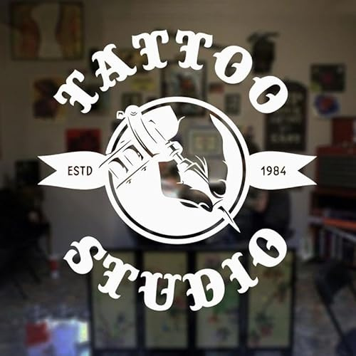 Tattoo-Salon-Wandaufkleber, Tattoo-Shop-Schild, Logo, Poster, Studio-Design, Tür, Fenster, Vinyl-Aufkleber, Wandbild, Geschenk, Dekoration, Wandkunst, 108 x 108 cm