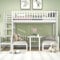 Kinderbett Etagenbett 90x200&120x200, Hochbett mit Treppe & Flexibler Tisch & Holzsofa, Funktionsbett Stockbett Holzbett Bettgestell mit Rausfallschutz & Lattenrost, Ohne Matratze Ohne Kissen, Weiß