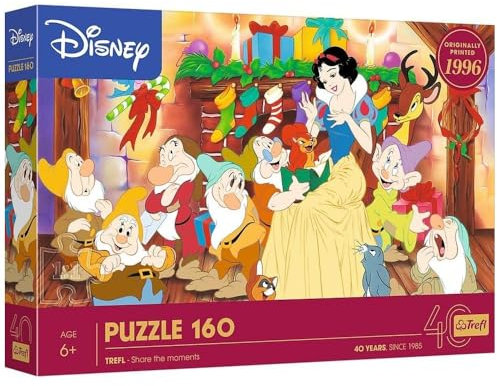 Trefl – Märchenhaftes Weihnachtsfest – Puzzle mit 160 Teilen – Bunte Puzzles mit Disney-Märchenfiguren, kreative Unterhaltung, Spaß für Kinder ab 6 Jahren