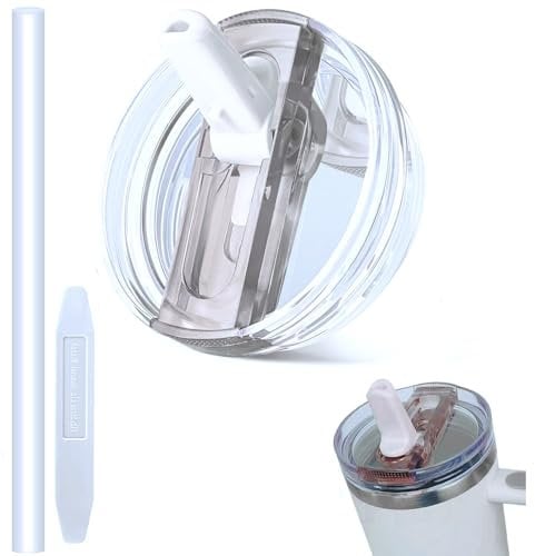 30oz Leak Proof Lids for Stanley Cup,Tumbler Detachable Flip Straw Lid -1Pcs-Purewhite
