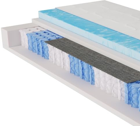 BeCo Royal Komfort Gel Taschenfederkernmatratze mit Topper 140 x 200 cm H2 Höhe 26 cm - atmungsaktive Taschenfederkern Matratze mit Boxspring-Feeling durch 7 Zonen & punktelastischer Komfortpolsterung