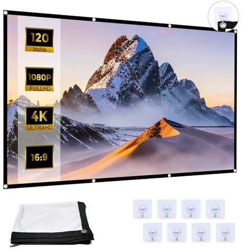PIWOSGOL Beamer Leinwand 120 Zoll, 16:9 HD Faltbare Beamer Leinwand Outdoor, Knitterfrei und Leicht zu Tragen - Besonders Geeignet für Outdoor, Camping, Zuhause