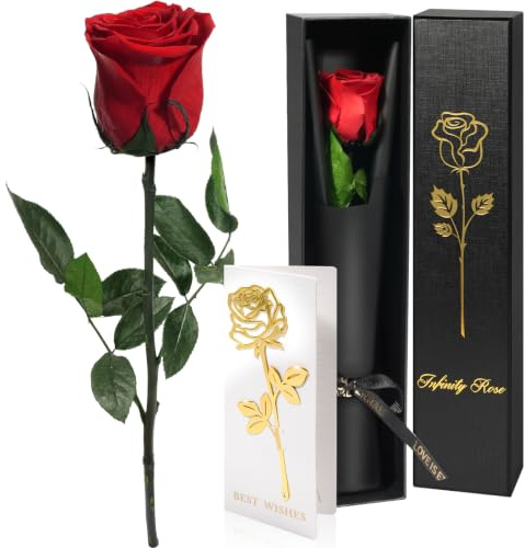 Yamonic Ewige Rose Geschenke für Frauen, Infinity Rosen mit Stiel,Konservierte Blumen Geschenk für Mama, Echte Rose in Geschenkbox für Frauen,Rose Valentinstag Geburtstagsgeschenk