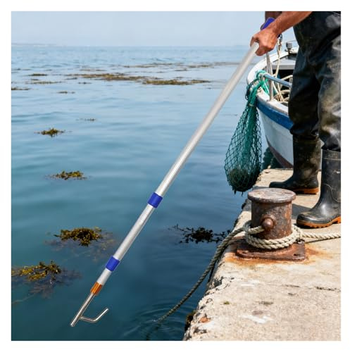 AMUFJJ Bootshakenstange/Bootshaken Verstellbarer Dock-Pole-Stick Aus Aluminium, Kommerzieller Teleskop-Bootshaken, Schiebe- Und Ziehstange, Rettungsstangen-Hardware(1 Pack,9.8' (3.0m))