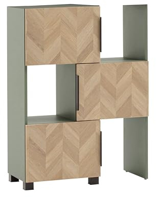 Schildmeyer Schieberegal Piazza 160508, Pistazie/Fischgräten Dekor, 47-78 x 34,7 x 101,6 cm