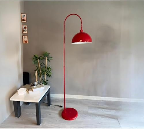 bamyum Gorkiede Metall, Moderne, Stehlampe Wohnzimmer, Schlafzimmer, Kinderzimmer mit E27 Fassung, 30 cm Breit, verstellbarer Lampenschirm, Stehleuchte mit Dimmer, Rot