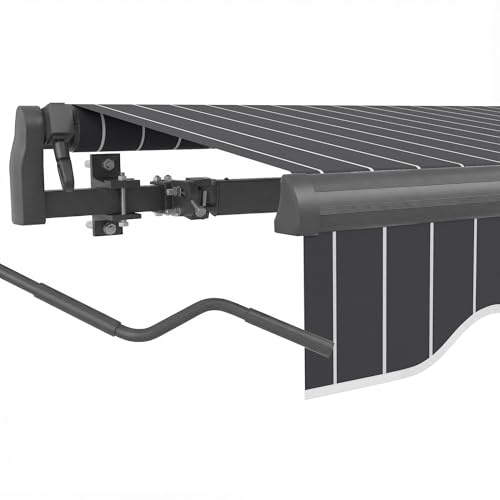 paramondo Gelenkarmmarkise Basic 2000 Markise Sonnenschutz Sichtschutz für Balkon & Terrasse, Vollständig zusammengebaut, 250 x 200 cm (Breite x Ausfall), Gestell: anthrazit, Block Dunkelgrau-Weiß