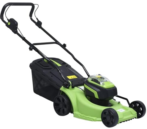 Akku Rasenmäher 20V mit 2 Akkus & DualLadegerät | 37cm Schnittbreite | 6Fach Höhenverstellbar 2575mm | 40L Fangkorb | Kabelloser Elektro Rasenmäher für 300m² Garten | SchwarzGrün