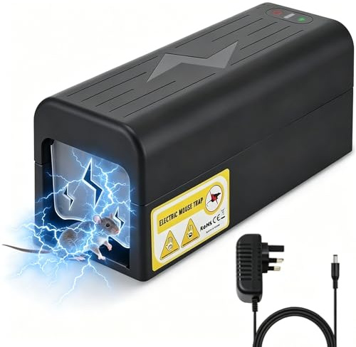 Elektrische Rattenfallen 3000V Elektrische Mausefalle mit Netzadapter und LED-Licht, Rattenfallen Schlagfallen für Ratten, Mausefalle Rattenfalle Elektrisch, Wiederverwendbare Mausefalle