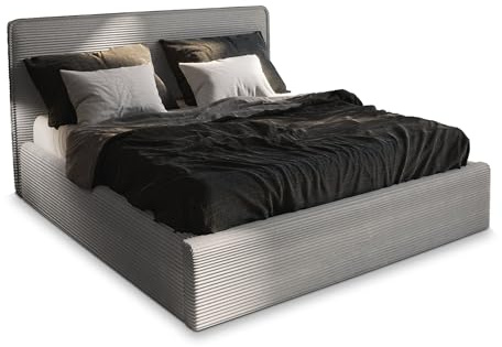 Masseno Polsterbett Parma 120x200 cm, Doppelbett, Bettkasten, Stauraum, Lattenrost Und Kopfteil - Hellgrau, Lincoln 86