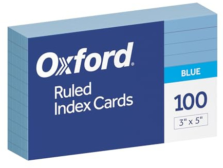 Oxford Ruled Color Index Cards, 3 x 5, Blue, 100 Per Pack (7321 BLU)