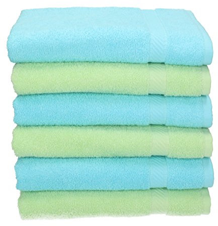 Betz 6 Stück Handtücher Palermo Größe 50 x 100 cm 100% Baumwolle Handtuch Set Farbe grün und türkis