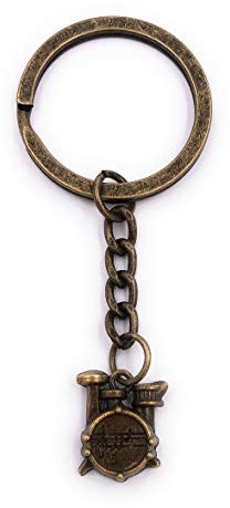 H-Customs Schlagzeug Trommel Instrument Schlüsselanhänger Anhänger Bronze aus Metall