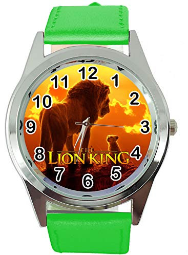 Taport® Quarzuhr rund grün Lederband für König der Löwen Fans