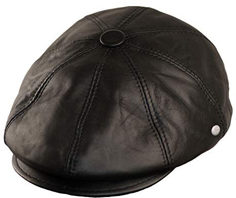 Dazoriginal Ballonmütze Baskenmütze Flatcap Leder Schiebermütze Newsboy Caps (SCHWARZ, XXL 59-61)