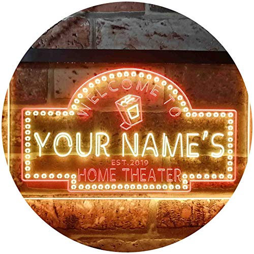 ADVPRO Personalized Your Name Est Year Theme Home Theater Cinema Dual Color LED Barlicht Neonlicht Lichtwerbung Neon Sign Rot & Gelb 400 x 300mm st6s43-ph2-tm-ry